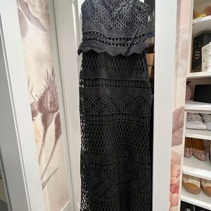 LM Collection Strapless Black Mesh Dress